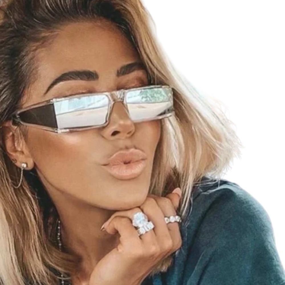 Rectangle Frame Sunglasses Plastic Clear Frames Mirror Beach Summer Shades Sun